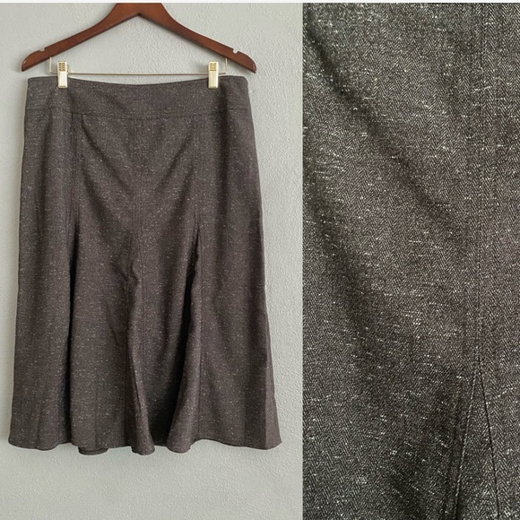 Sandro Skirt Size 12 Brown Knee Length Trumpet Style Tweed A-Line Business Work - Picture 1 of 6